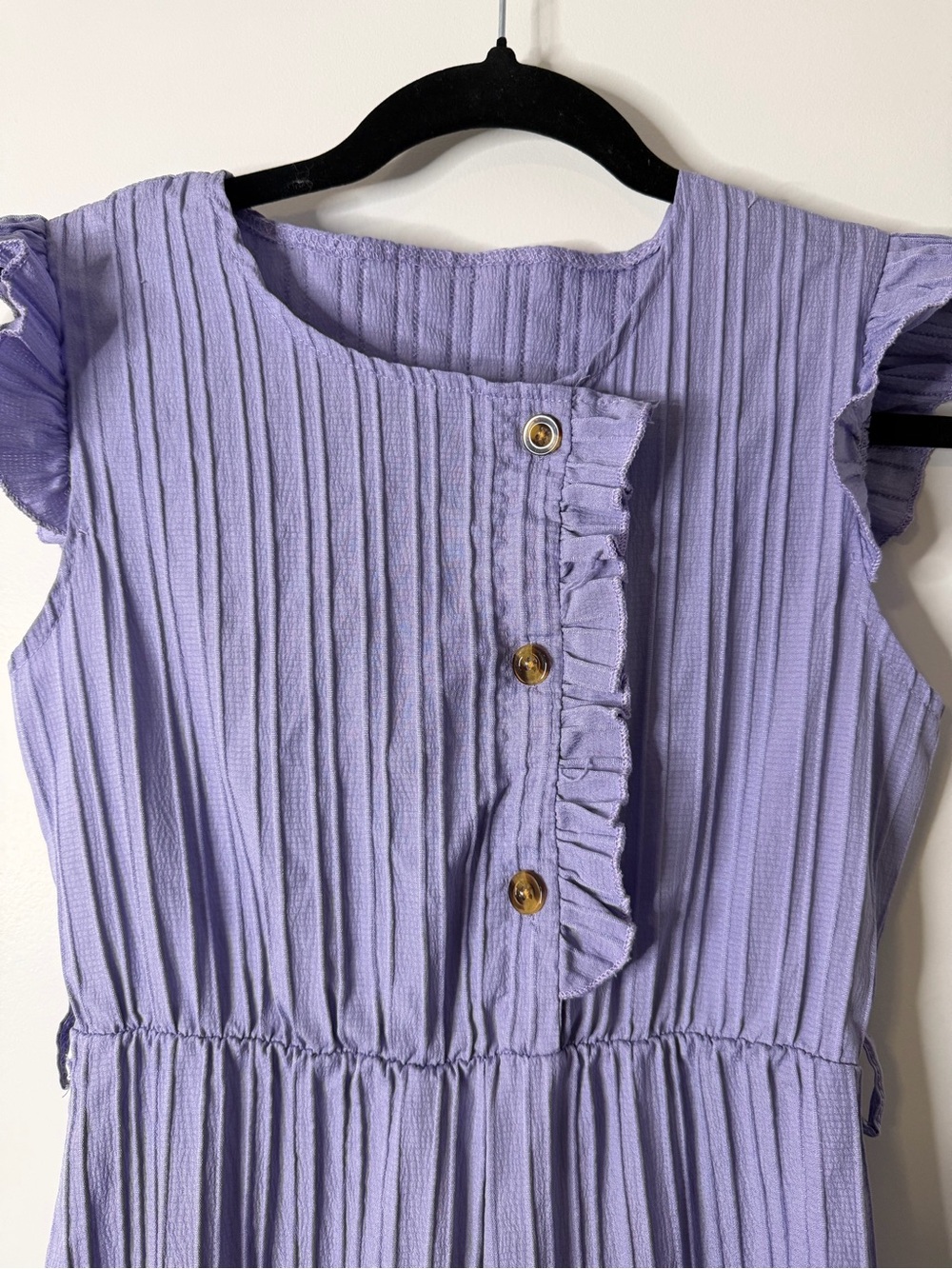 Girls Lavender Ruffled Button-Front Dress Top - Kids Shirt & Top